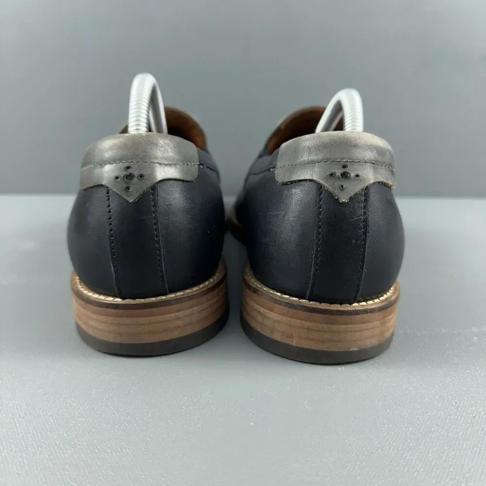 Johnston & Murphy Warner Penny Loafers Mens Sz 8.5 Navy Blue Sheepskin 20-5819